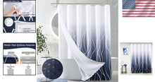 Load image into Gallery viewer, Stylish Water Repellent Shower Curtain Set in Dark Blue and White - 72 Inch