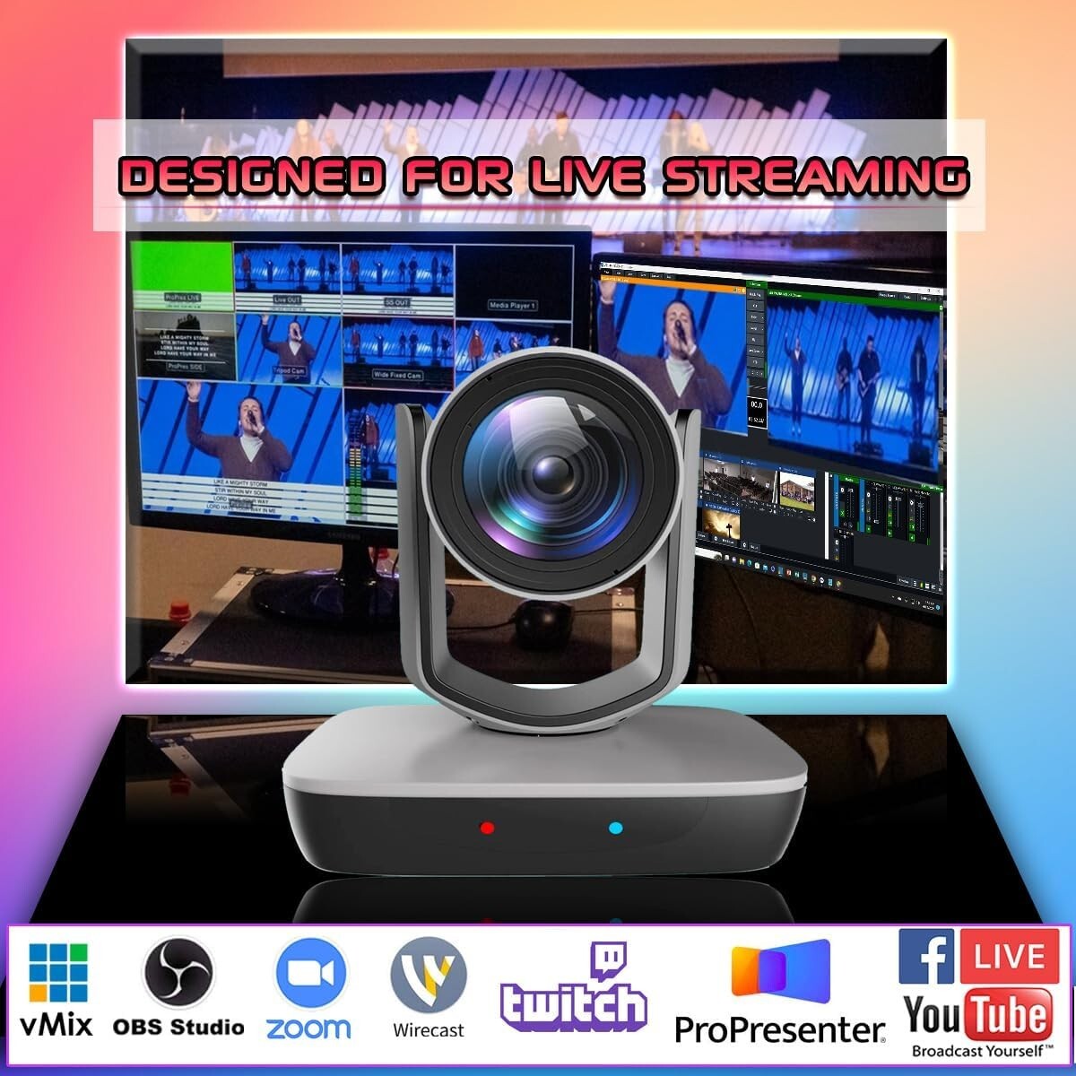 NDI 20X Zoom PTZ Camera - Perfect for Live Events with Easy Setup and Control