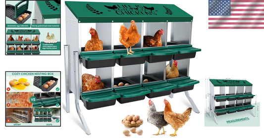8-Hole Height-Adjustable Chicken Nesting Boxes with Automatic Egg Collection