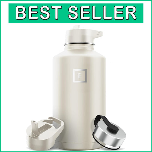 64 oz Stainless Steel Hydration Bottle with 3 Lids - Perfect for Adventures