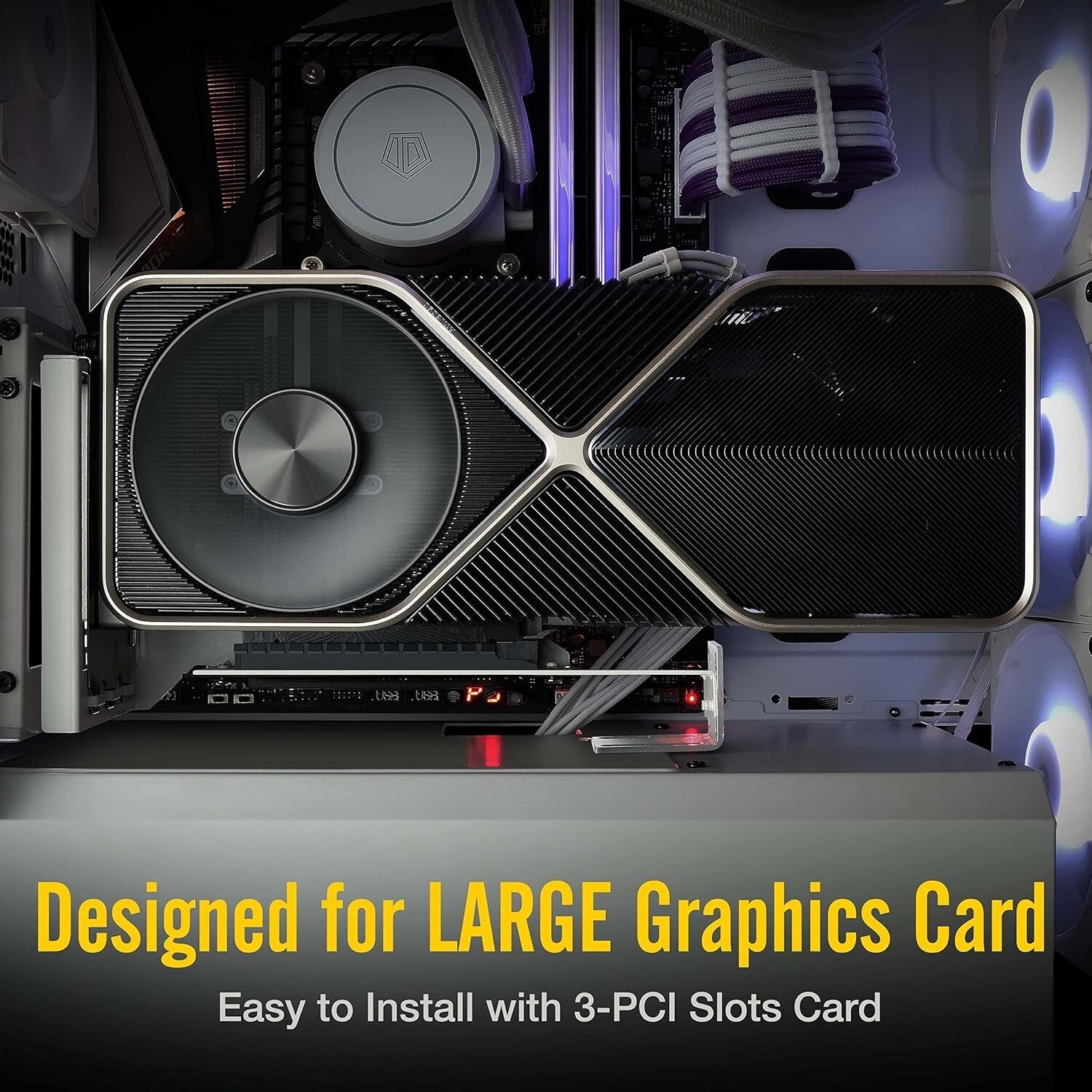 Vertical GPU Mount with ARGB LED & PCIe 4.0 Riser Cable – Showcase Your Graphics