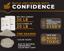 Load image into Gallery viewer, Fireproof 30 lbs Castable Cement Mix - 3110°F Thermal Insulation for Fireplaces