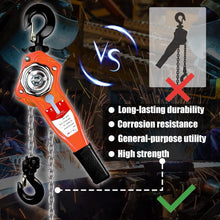 Load image into Gallery viewer, Heavy Duty Chain Hoist with Non-Slip Handle - 1650 lbs Capacity, 10 ft Chain