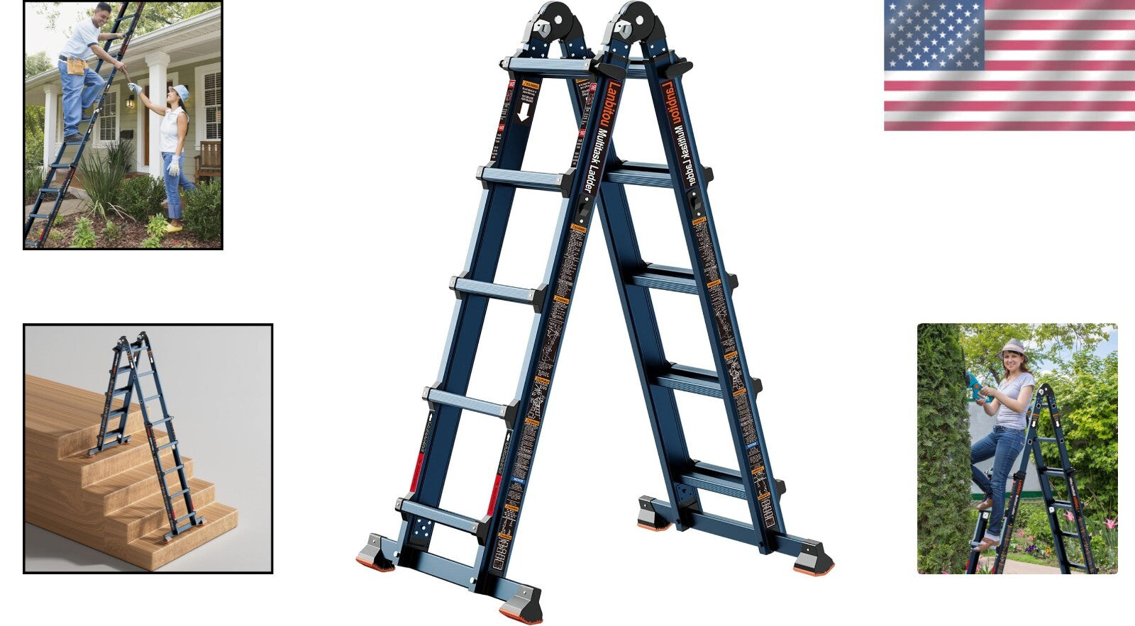 Versatile Anti-Slip 5 Step Aluminum Ladder - Folding Storage & 330 lbs Load