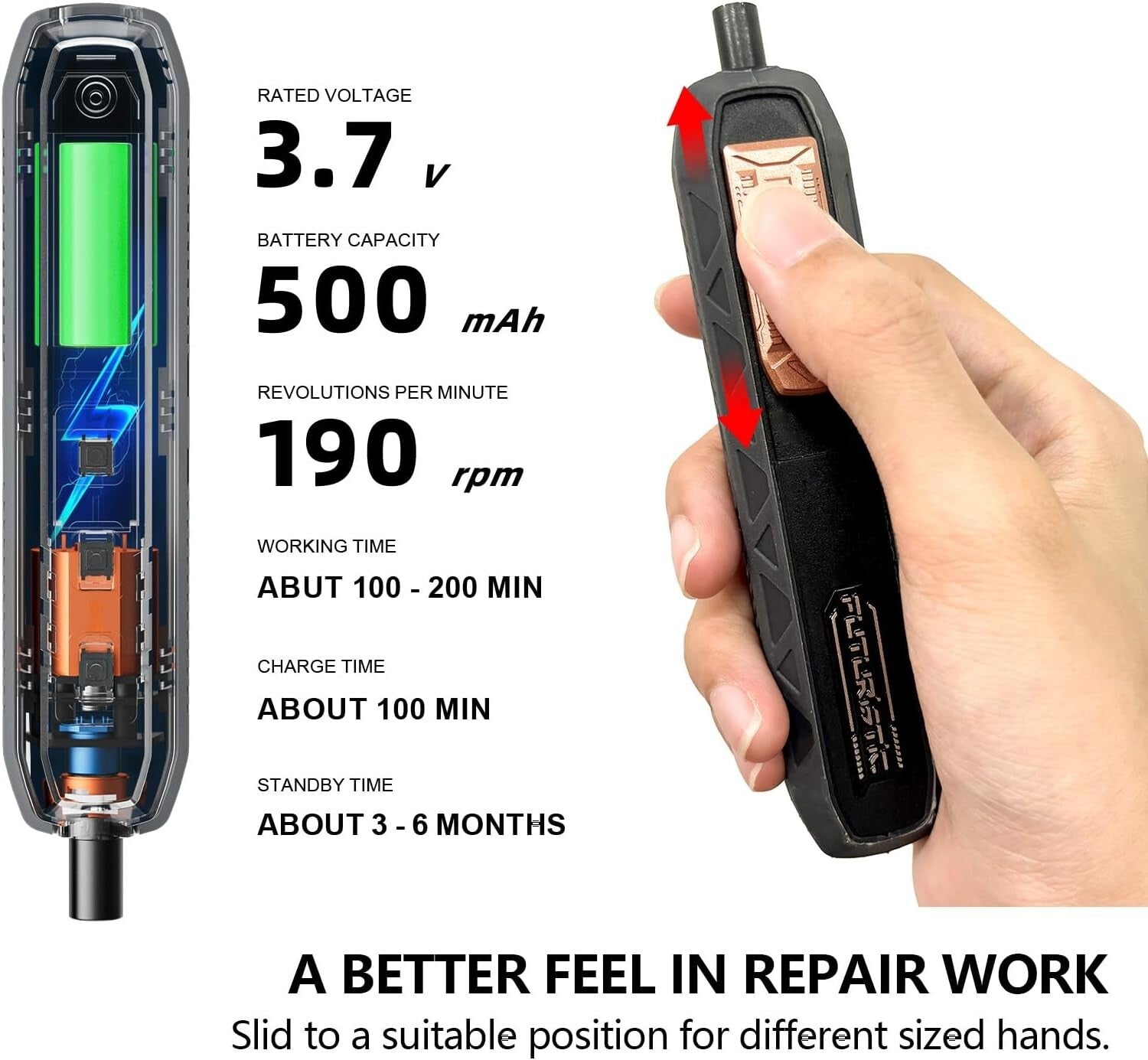 Rechargeable Mini Electric Screwdriver – Ergonomic Design with 180 Bits Included