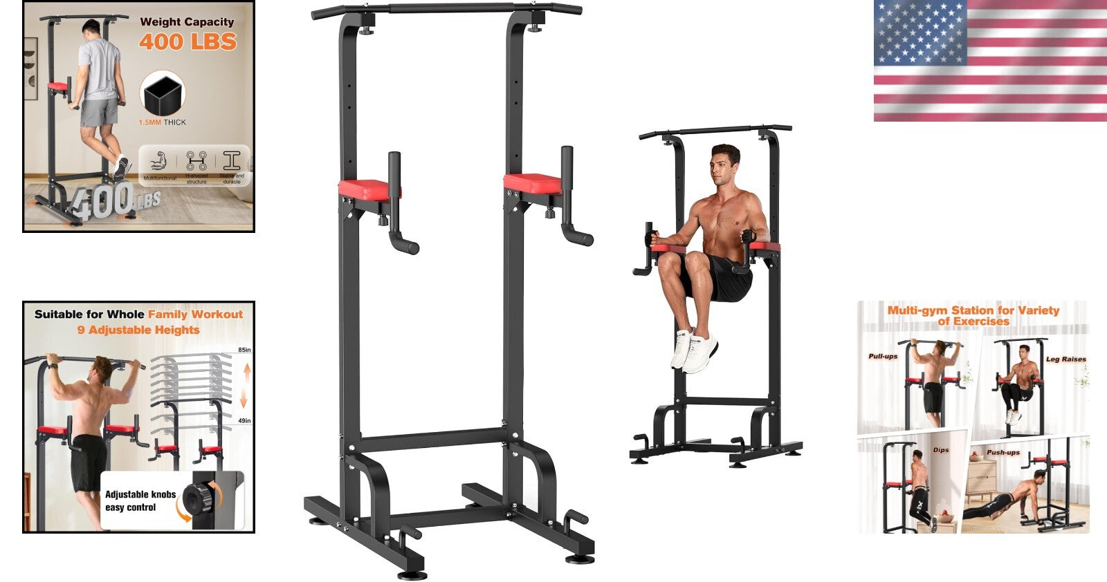 Multi-Functional Power Tower with Weight Support for Family-Friendly Training