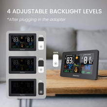 Load image into Gallery viewer, Modern Black Wireless Weather Station with Temperature, Humidity &amp; Time Display