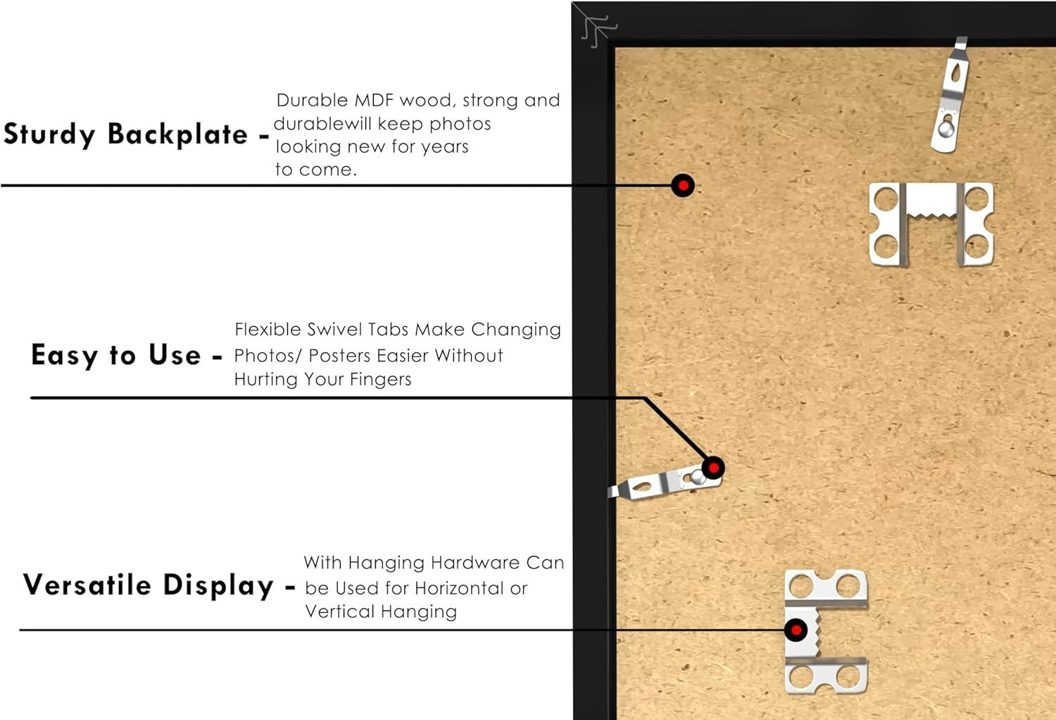 Quality 24x36 Poster Frame Set - 6 Black Frames with Easy Wall Mounting