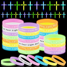 Load image into Gallery viewer, Bulk 200 Pcs Glow Bracelets and Cross Necklaces - Faithful Party Favors for Kids