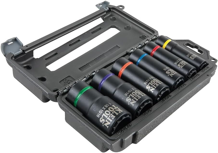 High-Torque 6-Piece Impact Socket Set with Hands-Free Adjustments & Tool Case