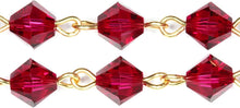 Load image into Gallery viewer, Exquisite 18'' Ruby Crystal Rosary with Gold Finish &amp; Prayer Guide Included