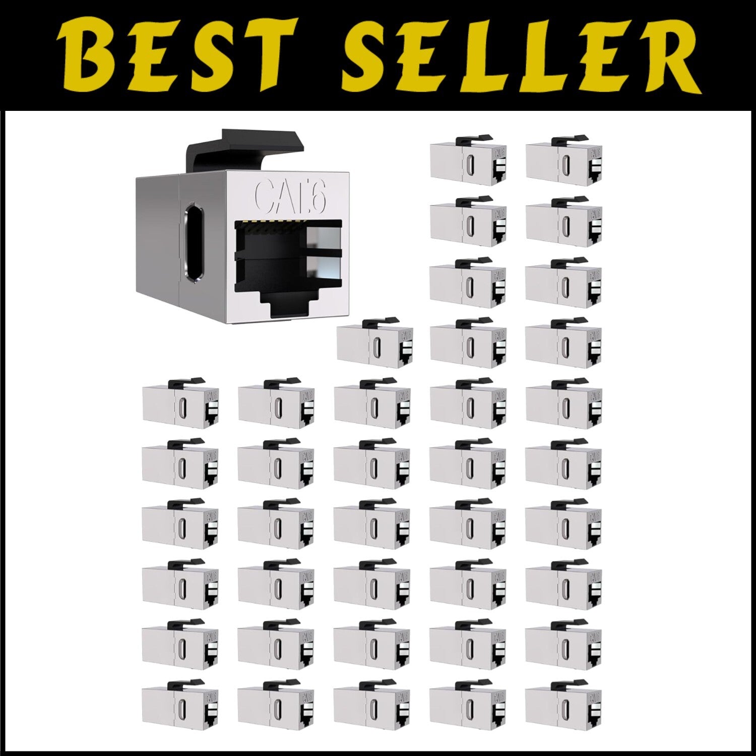 40 Pack Cat6 RJ45 Keystone Jacks - High-Speed Ethernet Couplers for Home Office