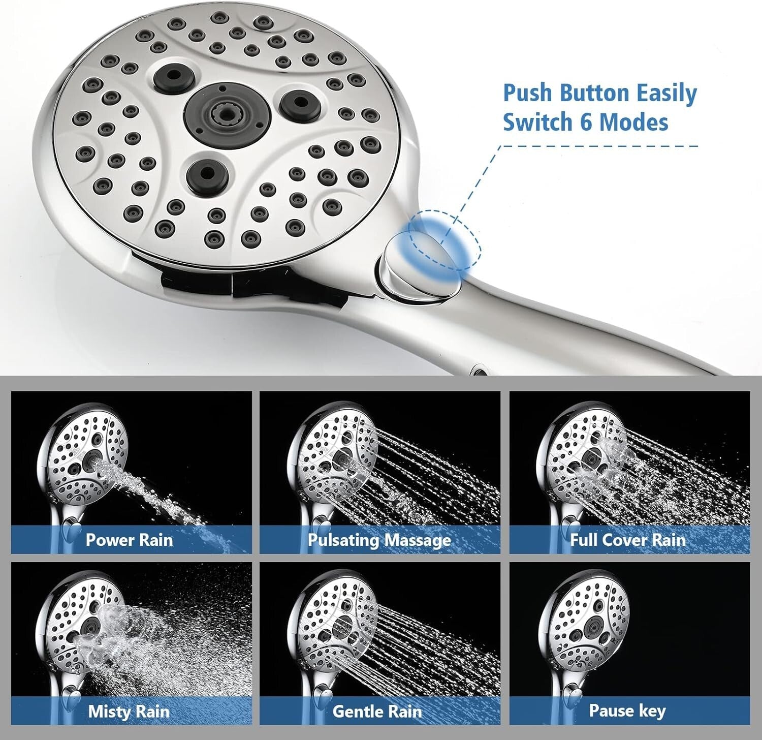 Durable All-Metal Tub Spout with 6 Settings Shower – Hassle-Free Installation