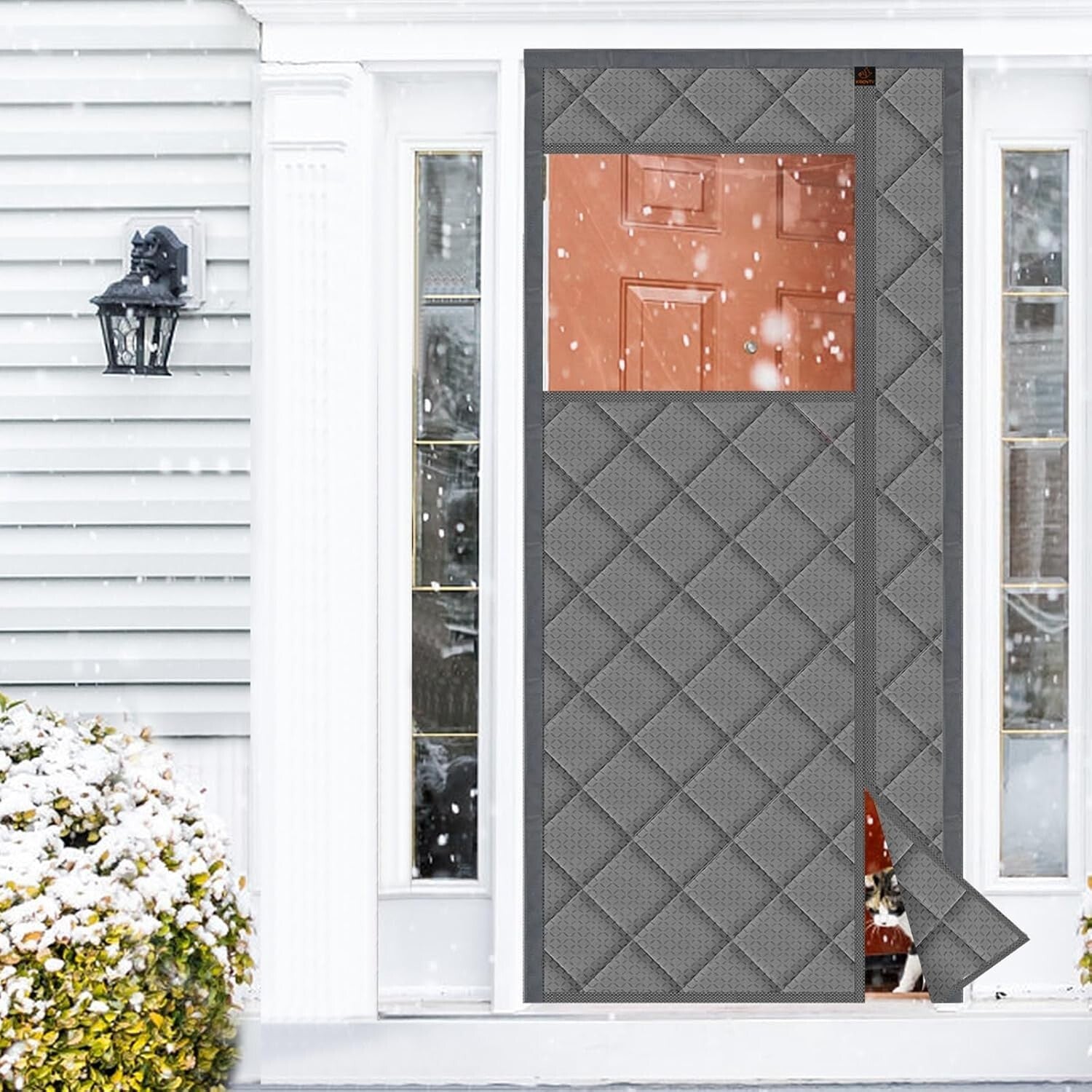 Elegant Gray Magnetic Thermal Insulated Curtain - Noise Reducing & Weatherproof