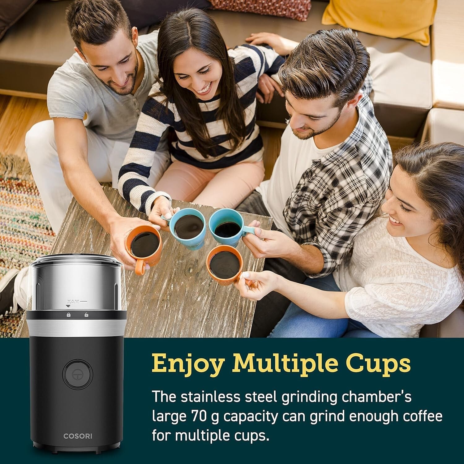 Versatile Wet & Dry Grinder - 200W Electric Coffee & Spice Blender in Black