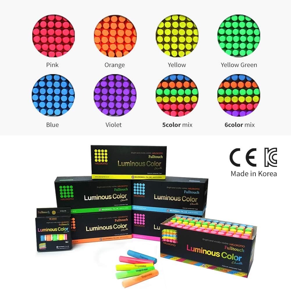 Non-Toxic Dustless Luminous Chalk Set - 72 Pcs in Yellow Green for Creative Use