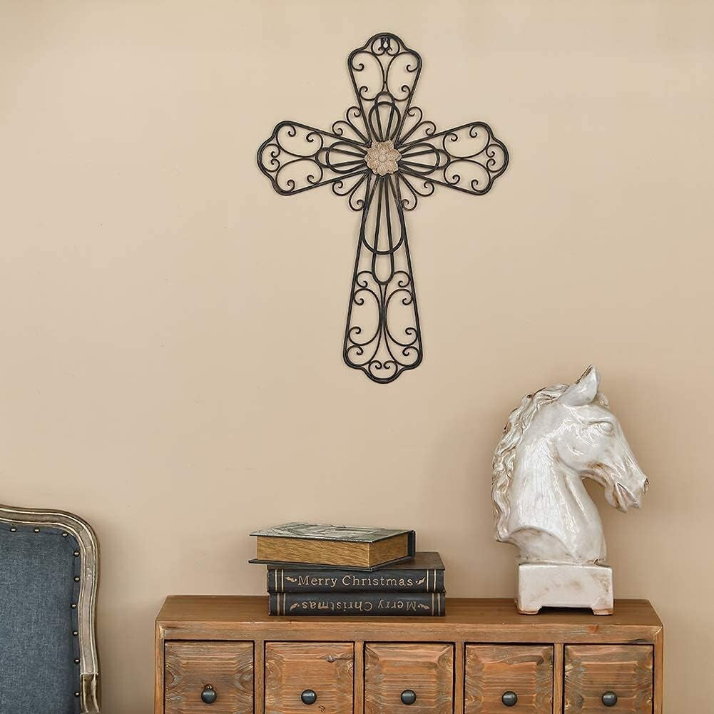 Elegant 24" H Metal Layered Cross Wall Decor - Perfect for Faith-Inspired Spaces