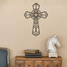 Load image into Gallery viewer, Elegant 24" H Metal Layered Cross Wall Decor - Perfect for Faith-Inspired Spaces