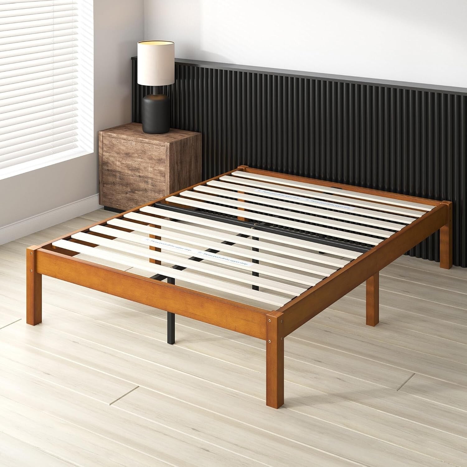 Eco-Friendly Ellie 14 Inch Bamboo King Platform Bed Frame - No Box Spring Needed