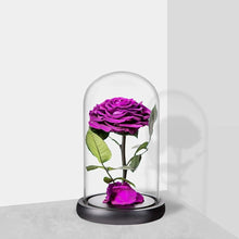 Load image into Gallery viewer, Unique Indoor Decor: Handmade Purple Rose in Glass Dome - Perfect Gift Option