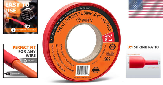 Industrial 3:1 Shrink Ratio Heat Shrink Tubing - Large Diameter, 50 Feet Roll