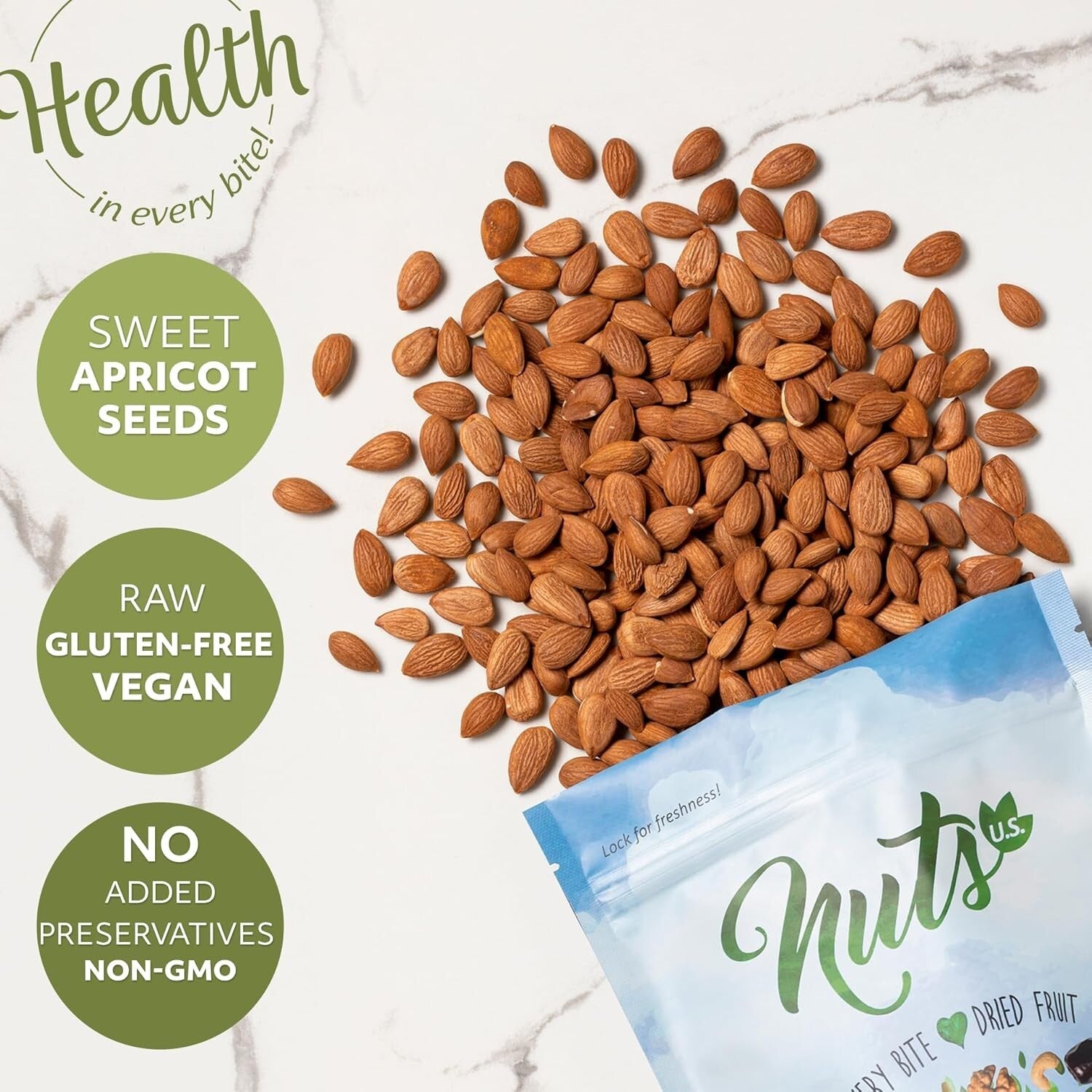 Delicious Sweet Apricot Seeds - Perfect for Smoothies, 4 LB Resealable Bags