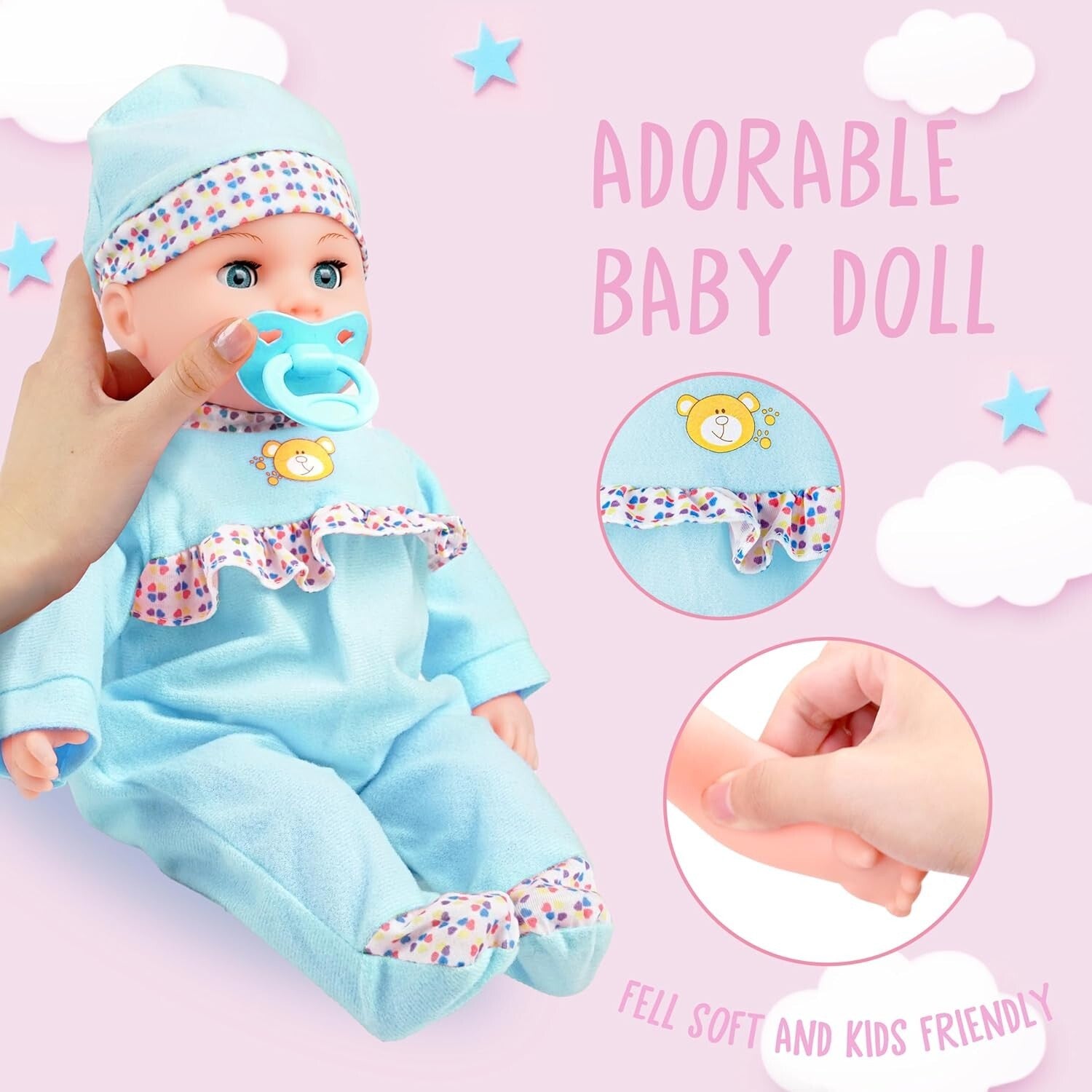 Interactive Baby Doll with Sounds & Accessories - 16-Inch Gift for Ages 2-5