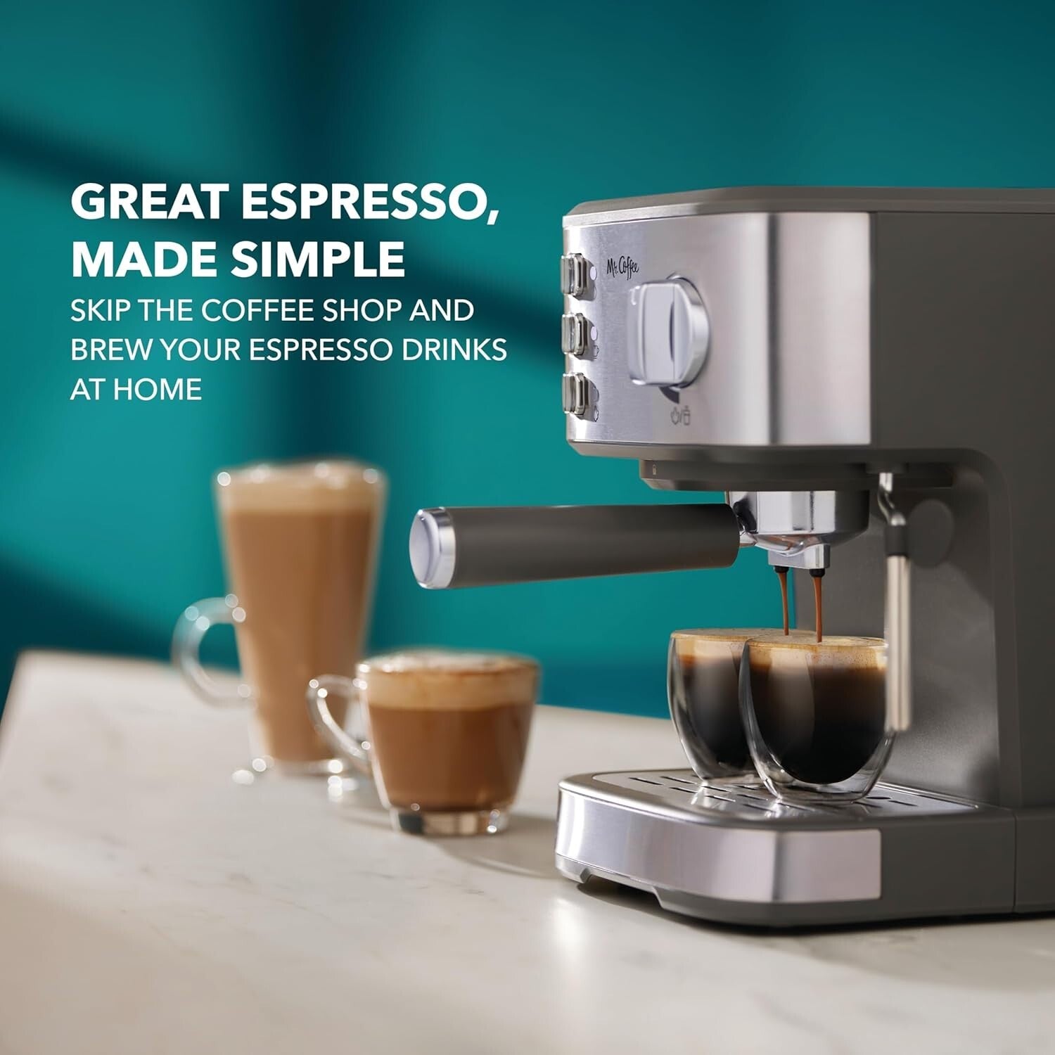 15-Bar Automatic Espresso Machine with Intuitive Controls & Easy Cleanup