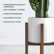Load image into Gallery viewer, Adjustable Width Plant Stand for 8-12 Inch Pots - Elegant Acacia Wood Pedestal