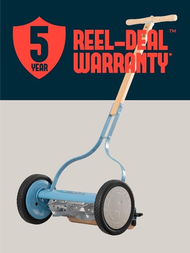 Lightweight 5-Blade 14-Inch Push Reel Lawn Mower with Adjustable Height - Mint