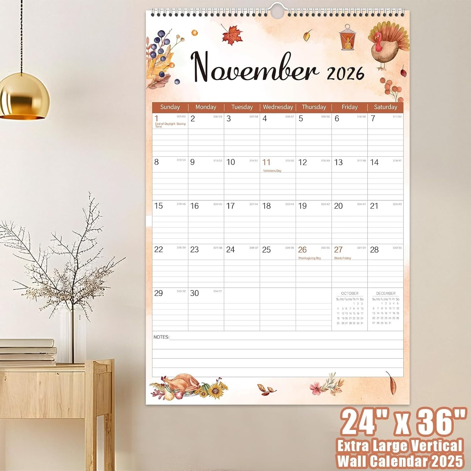 Beautiful Watercolor Extra Large Wall Calendar 2025 - 36x24 Planning Masterpiece
