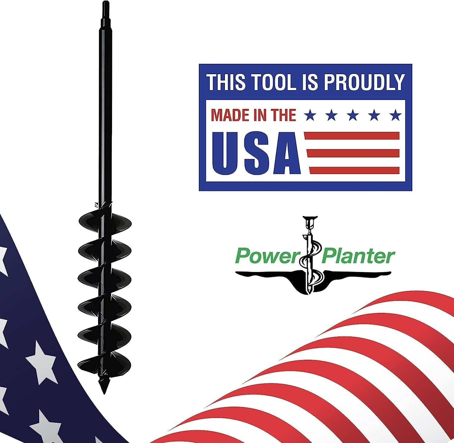 Heavy Duty 5" x 28" Planting Auger with Steel Shafts - Perfect for 3 Gallon Pots