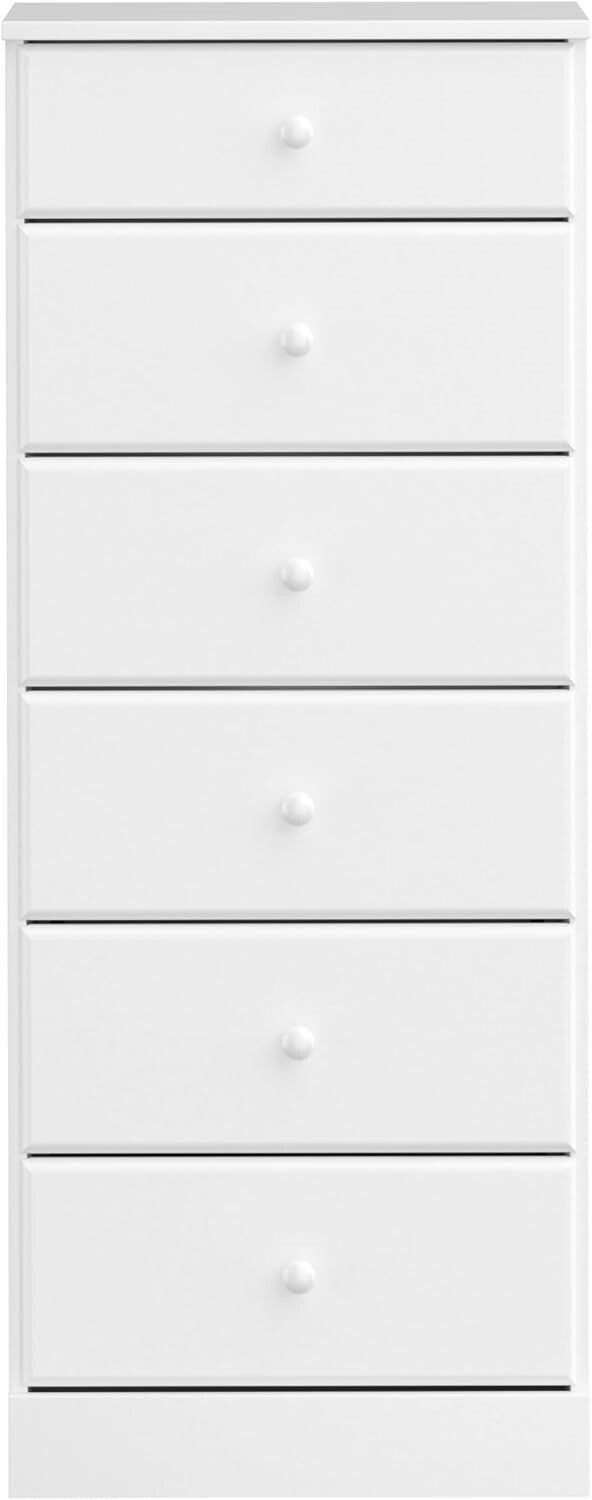 Sleek 6-Drawer White Dresser: Durable Tall Chest Perfect for Organized Bedrooms