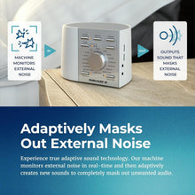 Load image into Gallery viewer, Compact White/Silver Noise Machine with Adaptive Sound Technology for Sleep Aid