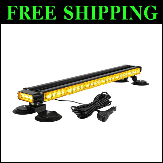 29.5" Amber LED Strobe Light Bar - High Intensity Emergency Warning with Magnets
