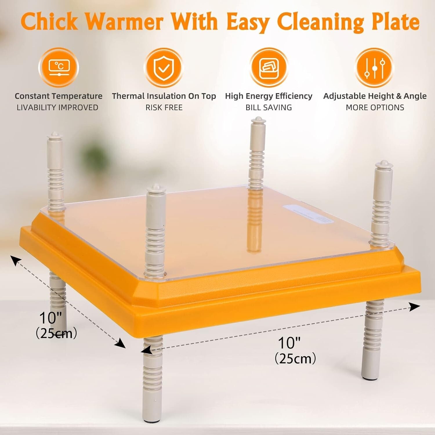 10" x 10" Chick Heating Plate for Poultry - Safe and Effective Brooder Solution