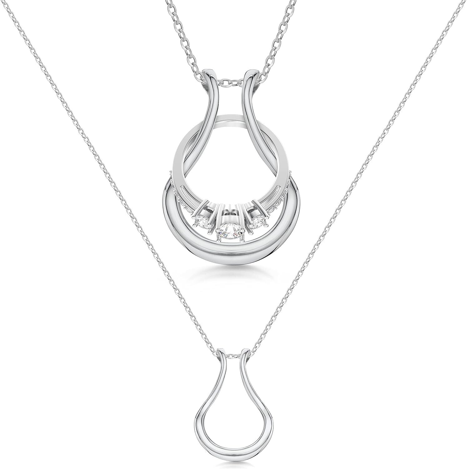 Elegant Stainless Steel Ring Holder Necklace for Men & Women - Stylish Jewelry