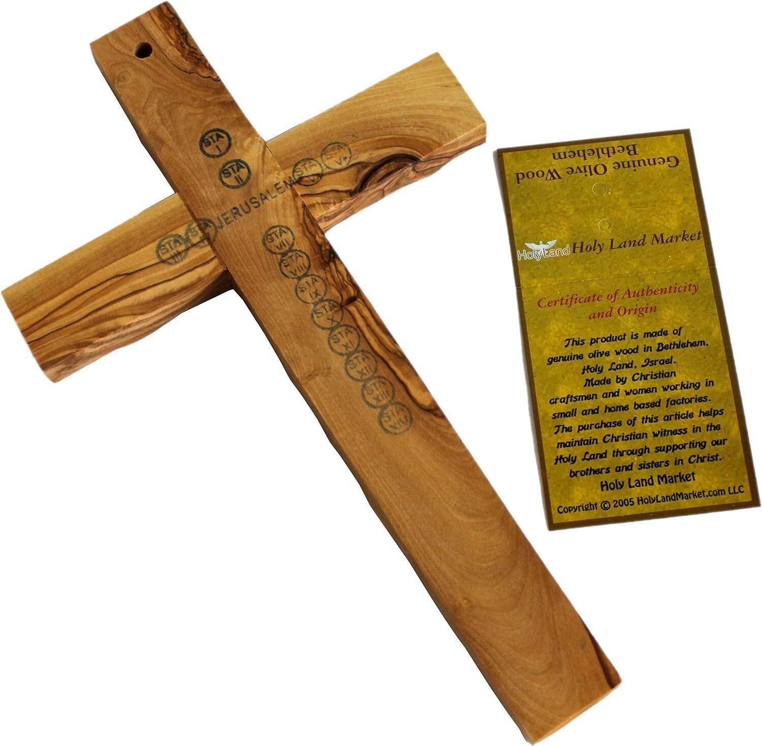 Elegant Olive Wood Cross - Hand-Carved 10 Inch Wall Decor from the Holy Land