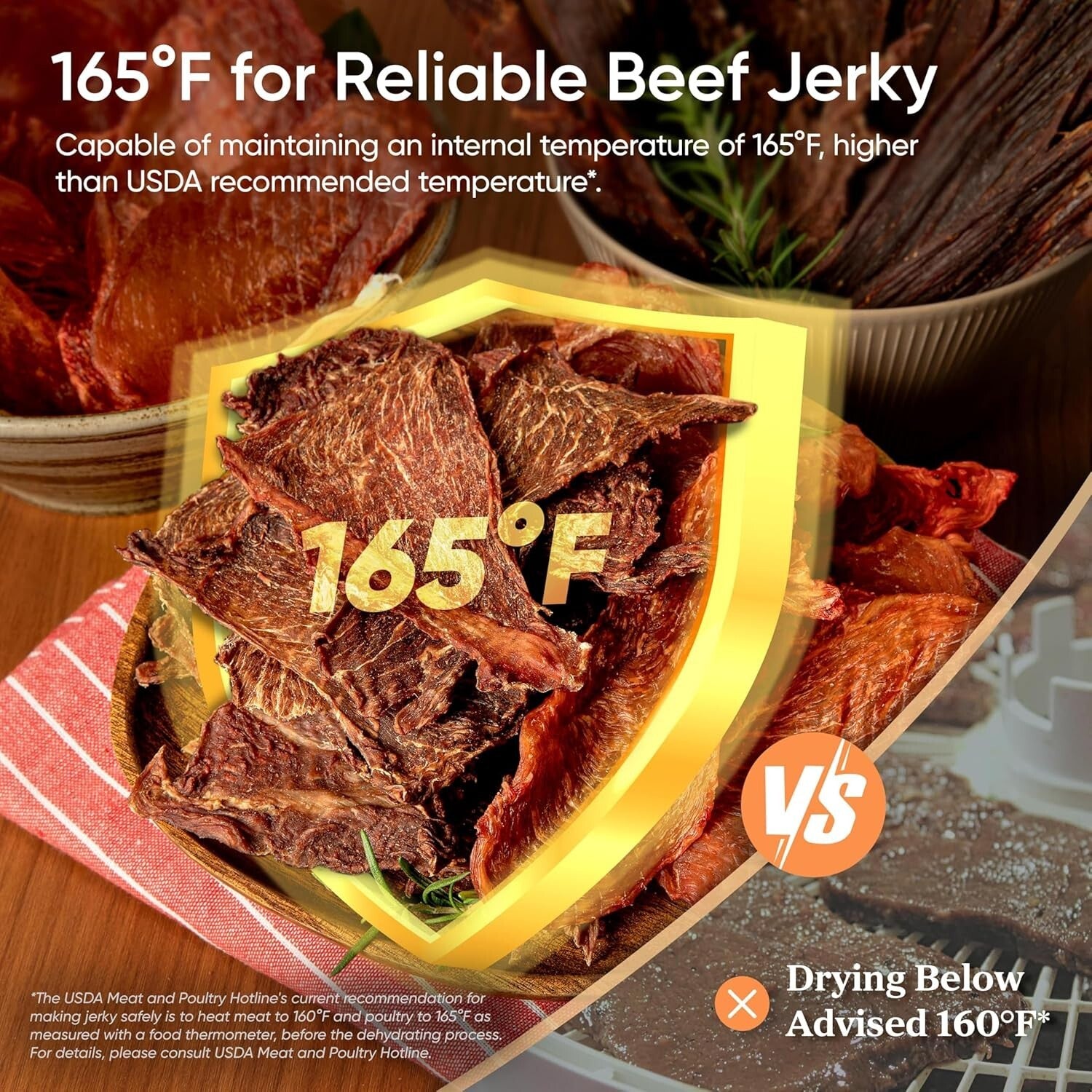 Large Food Dehydrator with 6 Stainless Steel Trays - 600W Power & 6.5 ft Space