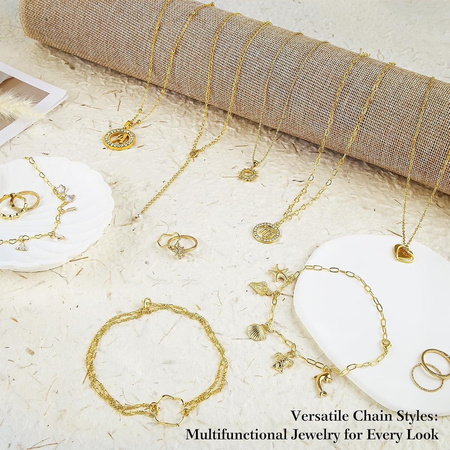 Versatile DIY Jewelry Making Kit - 52.5 Feet of 18k Gold Chains & Accessories