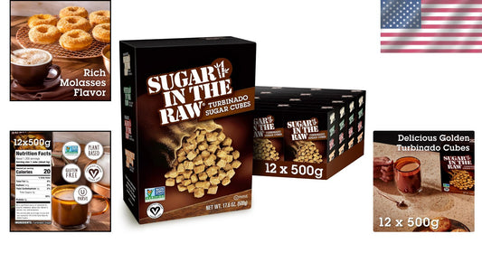 Turbinado Cane Sugar Cubes - Pure Natural Sweetener for Coffee & Tea, 25-Count