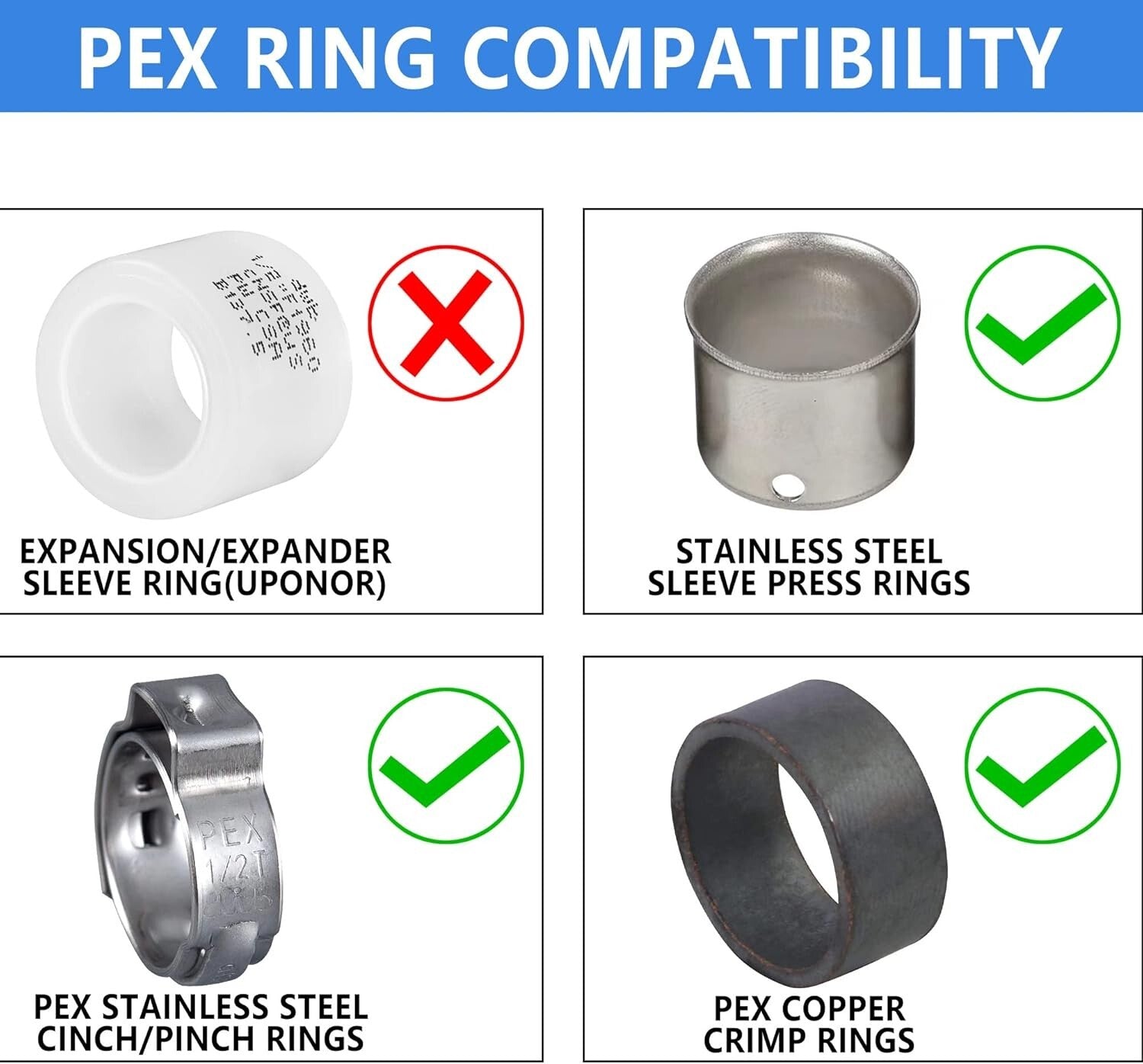 Comprehensive 100-Piece 1/2" PEX Fittings & Clamps Set - Brass & Stainless Steel