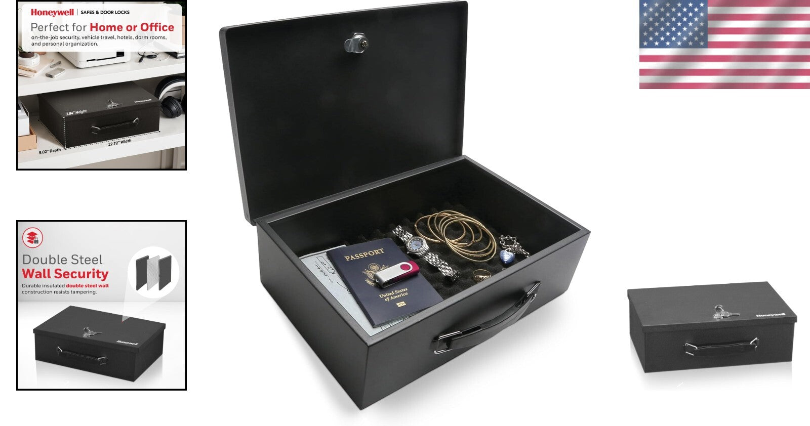 Small Steel Security Lock Box - Fire Safe Documents & Valuables, 0.17 Cubic Feet