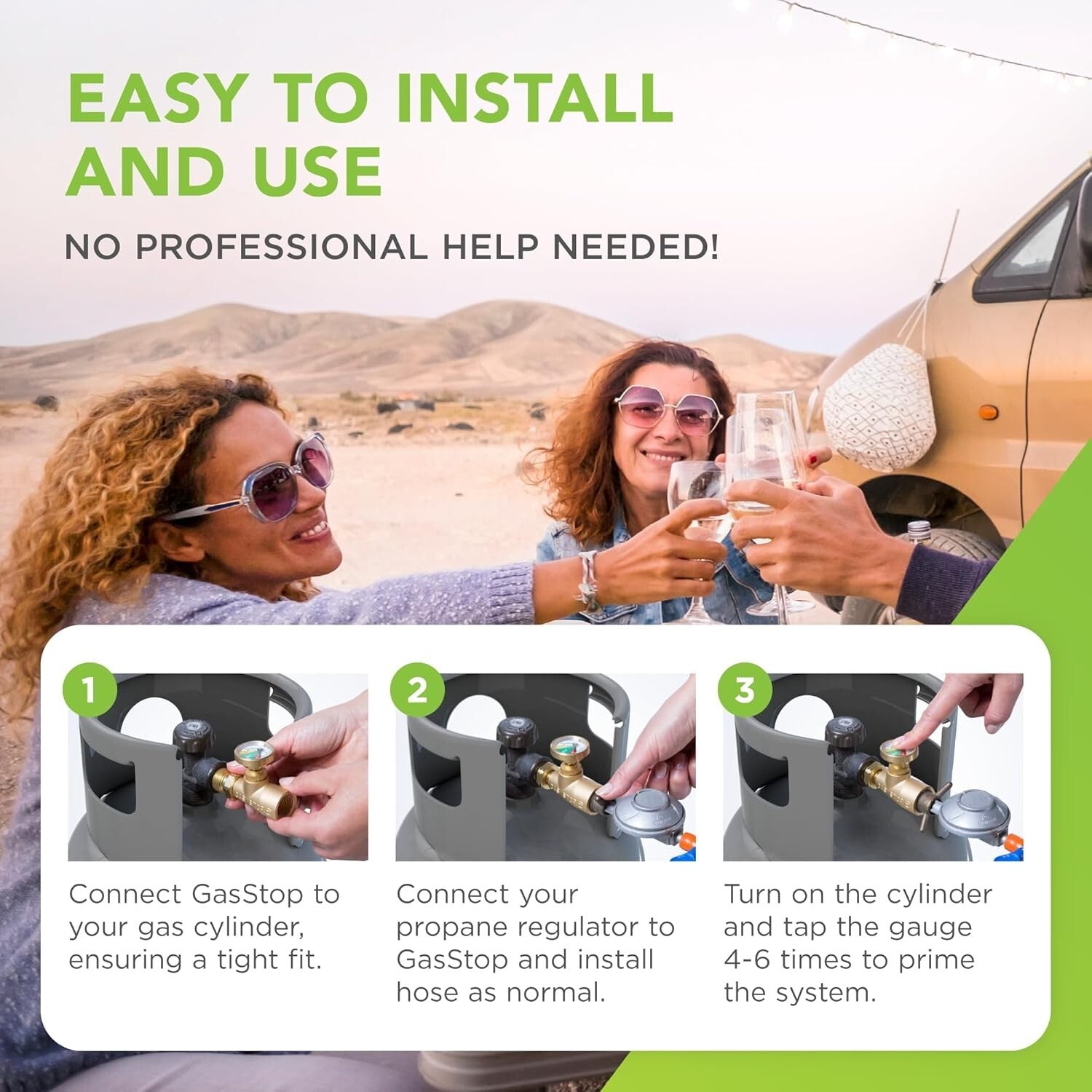 Enhanced Propane Gas Gauge for Class A & C RVs - Safety Shut-Off Included