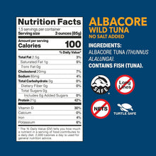 Load image into Gallery viewer, No Salt Added Wild Albacore Tuna, Protein-Rich, Easy Pull Tab, 12 x 5 Ounces