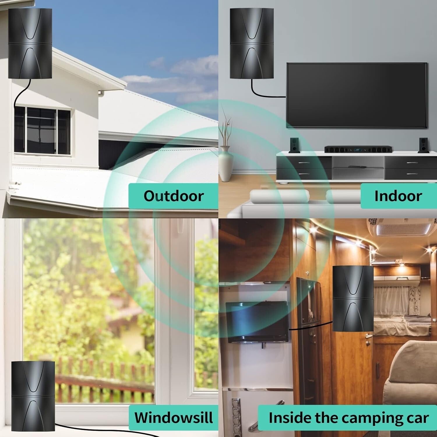 Amplified 1800 Miles 4K HD TV Antenna for Free Local Channels - Cuts Cable Costs