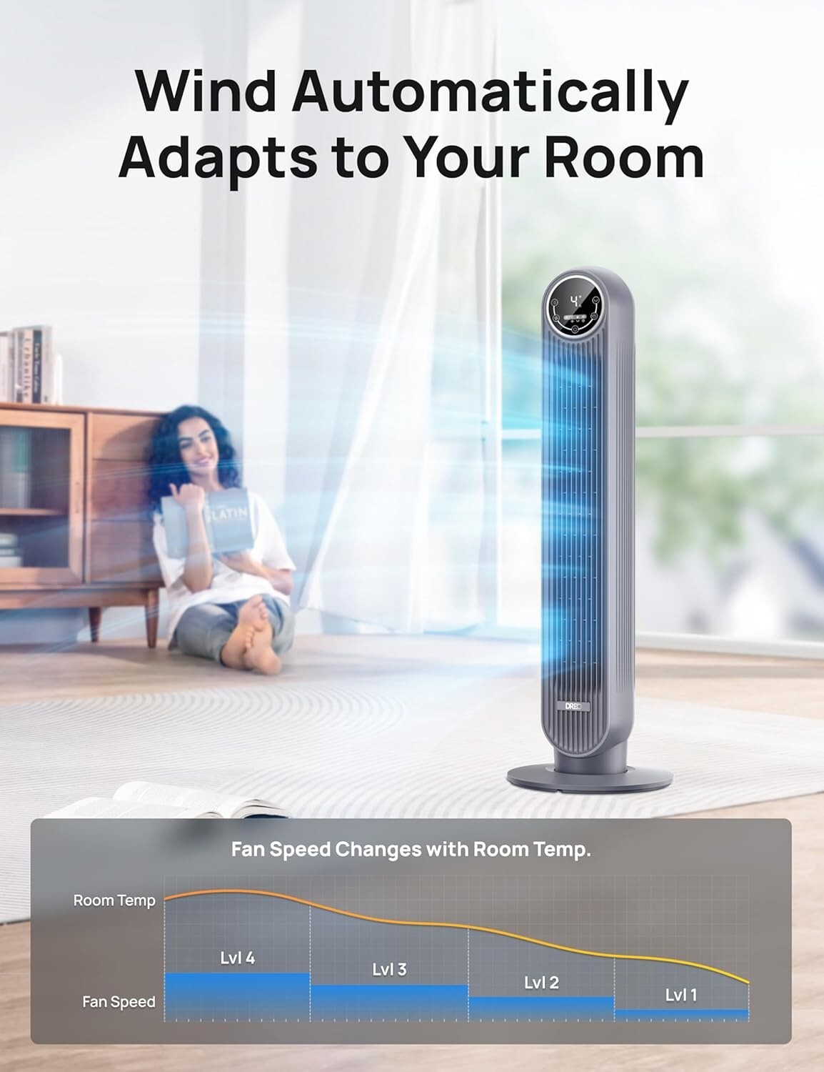 Advanced Tower Fan with 90° Oscillation - Safe, Easy-Clean Cooling Solution