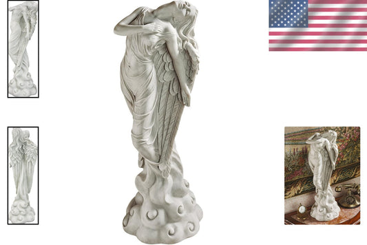 Exclusive Antique Stone Finish Angel Garden Statue - 6 lbs, Freestanding Art