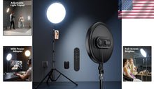 Load image into Gallery viewer, 6500K Ring Light with 72'' Tripod and Remote for Live Streaming &amp; Photography