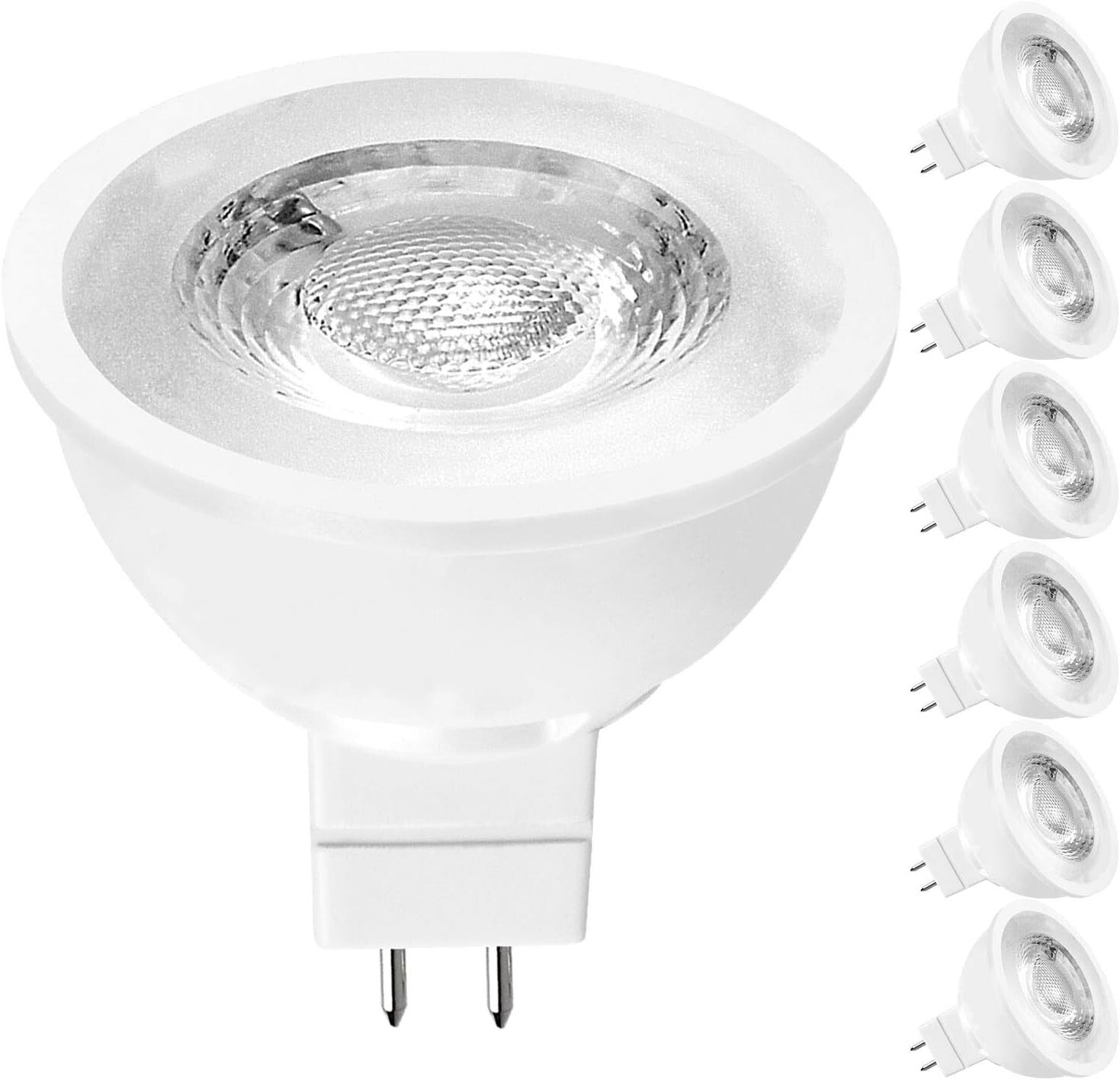 Energy Efficient 6.5W MR16 LED Spotlight Bulbs, 500 Lumens, Bright White 6-Pack